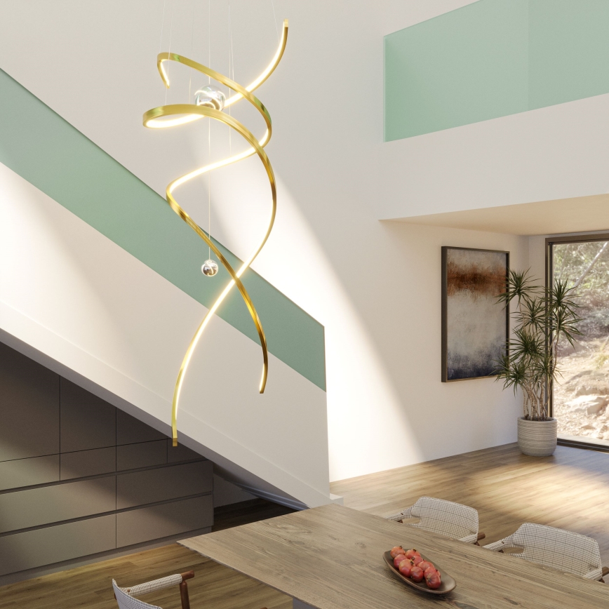 MAXLIGHT P0427D - Lampadario a sospensione con filo LED dimmerabile RITZ LED/100W/230V diametro 60 cm CRI 90 oro