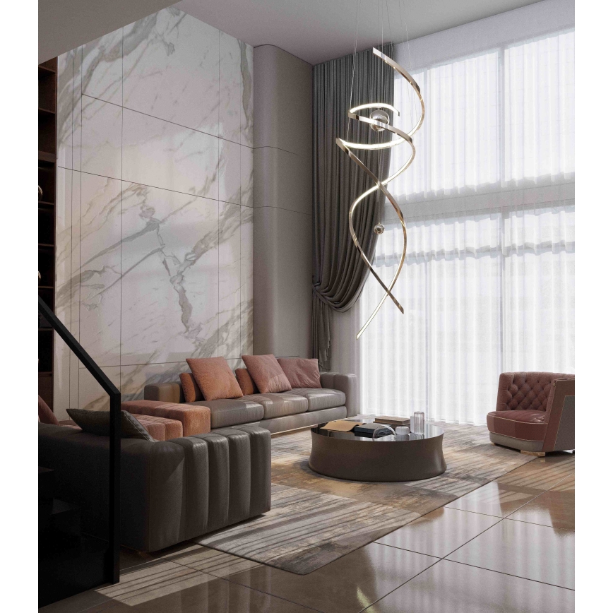 MAXLIGHT P0482D - Lampadario a sospensione con filo LED dimmerabile RITZ LED/100W/230V diametro 60 cm CRI 90 cromo lucido