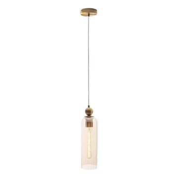 MAXLIGHT P0510 - Lampadario a sospensione con filo CAMPANILA 1xE27/40W/230V diametro 10 cm ottone/beige