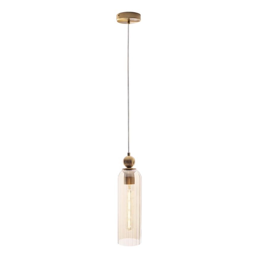 MAXLIGHT P0510 - Lampadario a sospensione con filo CAMPANILA 1xE27/40W/230V diametro 10 cm ottone/beige