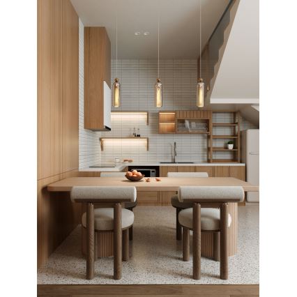 MAXLIGHT P0510 - Lampadario a sospensione con filo CAMPANILA 1xE27/40W/230V diametro 10 cm ottone/beige