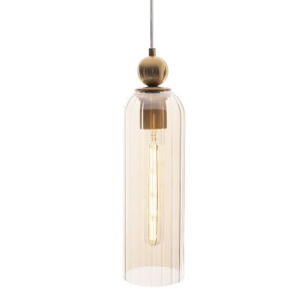 MAXLIGHT P0510 - Lampadario a sospensione con filo CAMPANILA 1xE27/40W/230V diametro 10 cm ottone/beige