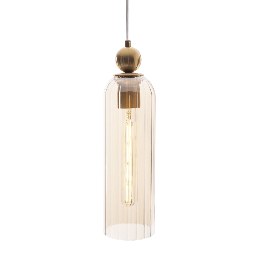MAXLIGHT P0510 - Lampadario a sospensione con filo CAMPANILA 1xE27/40W/230V diametro 10 cm ottone/beige