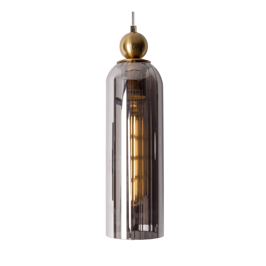 MAXLIGHT P0511 - Lampadario a sospensione con filo CAMPANILA 1xE27/40W/230V diametro 10 cm ottone/grigio