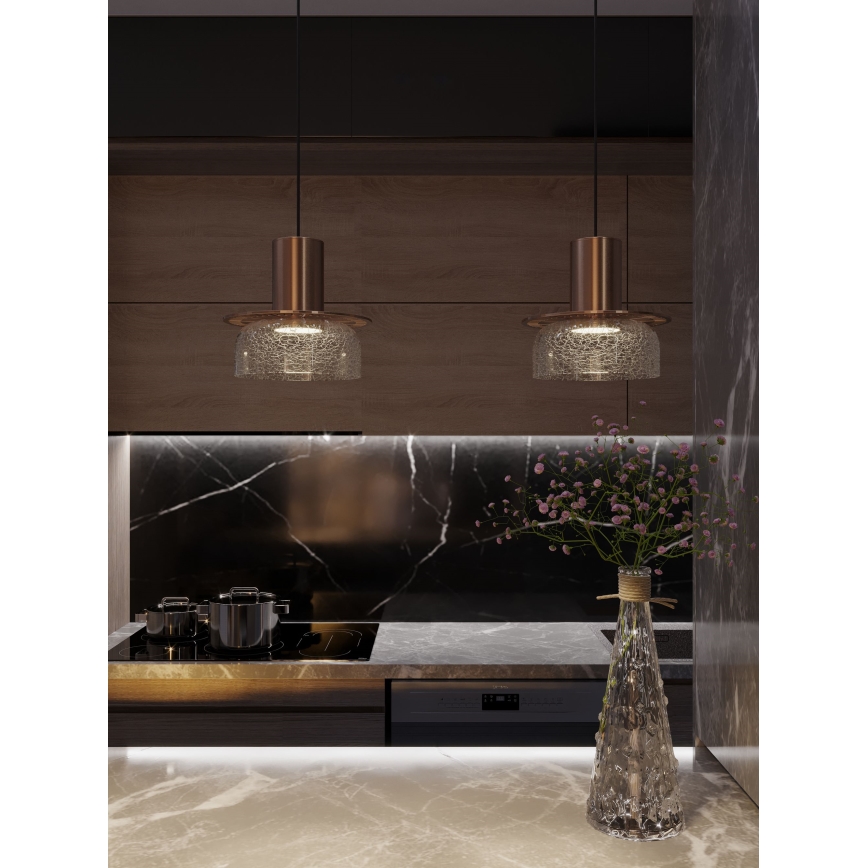 MAXLIGHT P0530 - Lampadario LED a sospensione con filo SIGNATURE LED/8W/230V diametro 15 cm ottone/limpido