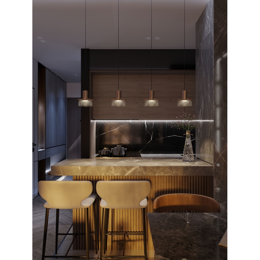 MAXLIGHT P0530 - Lampadario LED a sospensione con filo SIGNATURE LED/8W/230V diametro 15 cm ottone/limpido