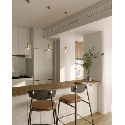 MAXLIGHT P0531 - Lampadario LED a sospensione con filo SIGNATURE LED/8W/230V diametro 15 cm ottone/limpido