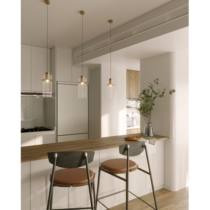 MAXLIGHT P0531 - Lampadario LED a sospensione con filo SIGNATURE LED/8W/230V diametro 15 cm ottone/limpido