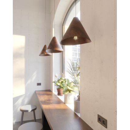 MAXLIGHT P0548 - Lampadario a sospensione con filo SAKURA 1xE27/60W/230V diametro 33,5 cm noce