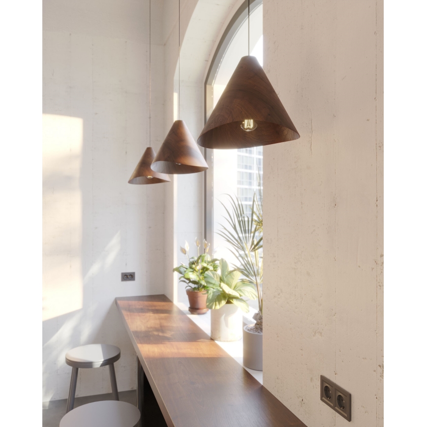 MAXLIGHT P0548 - Lampadario a sospensione con filo SAKURA 1xE27/60W/230V diametro 33,5 cm noce