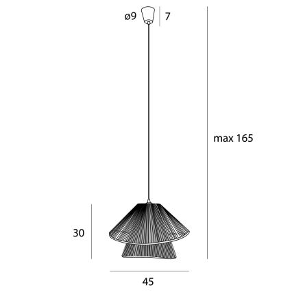 MAXLIGHT P0580 - Lampadario a sospensione con filo AMALFI 1xE27/15W/230V diametro 45 cm nero