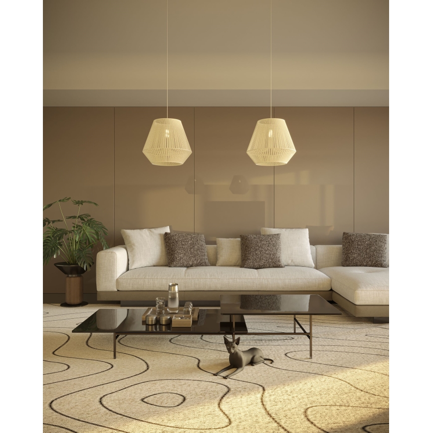 MAXLIGHT P0584 - Lampadario a sospensione con filo PRASLIN 1xE27/15W/230V diametro 44 cm beige