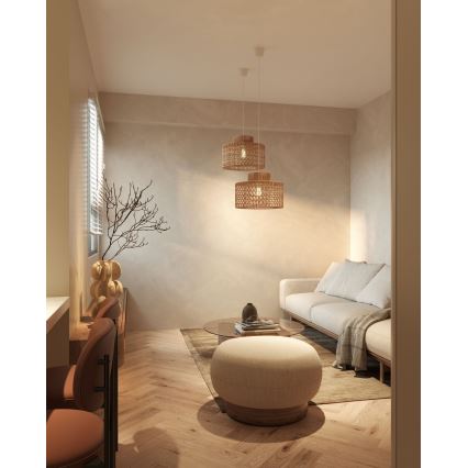 MAXLIGHT P0587 - Lampadario a sospensione con filo RAFFLE 1xE27/15W/230V diametro 40 cm marrone