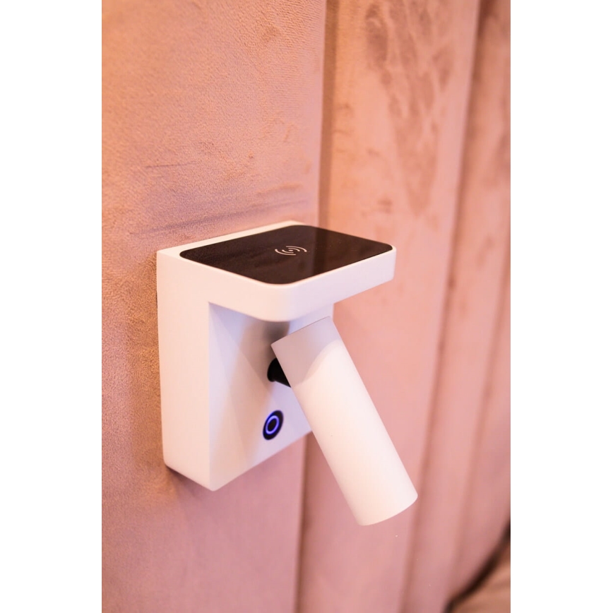 MAXLIGHT W0373 - Luce Spot da parete a LED con ricarica wireless LOFER LED/7W/230V bianco