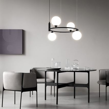 Maytoni MOD013PL-04B - Lampadario a sospensione con filo RING 4xG9/25W/230V nero