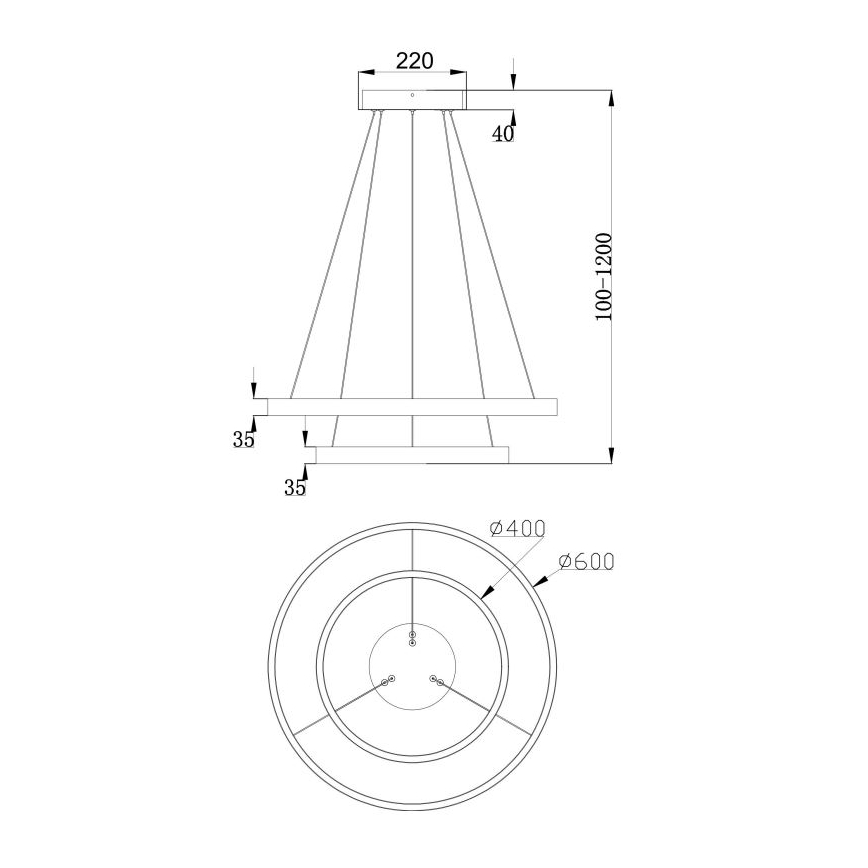 Maytoni MOD058PL-L55BS3K - Lampadario LED a sospensione con filo RIM LED/61W/230V 3000K diametro 60 cm oro