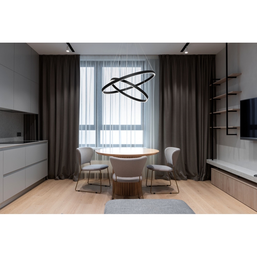Maytoni MOD058PL-L74B3K - Lampadario LED a sospensione con filo RIM LED/88W/230V 3000K diametro 80 cm nero
