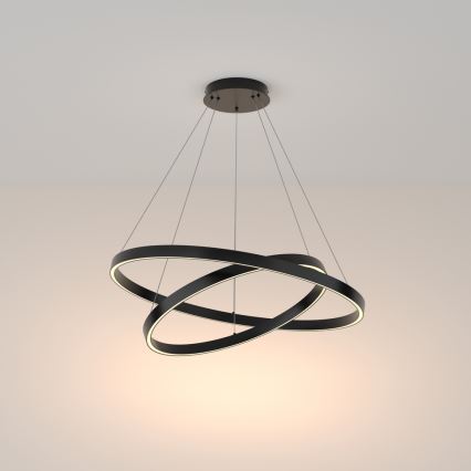 Maytoni MOD058PL-L74B3K - Lampadario LED a sospensione con filo RIM LED/88W/230V 3000K diametro 80 cm nero