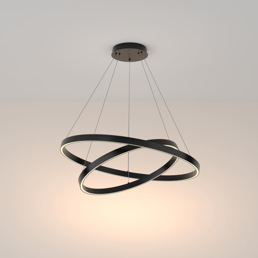 Maytoni MOD058PL-L74B3K - Lampadario LED a sospensione con filo RIM LED/88W/230V 3000K diametro 80 cm nero