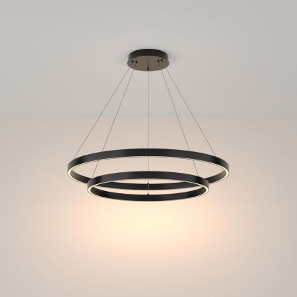 Maytoni MOD058PL-L74B3K - Lampadario LED a sospensione con filo RIM LED/88W/230V 3000K diametro 80 cm nero