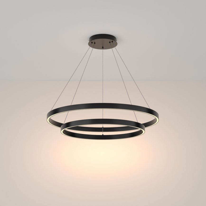 Maytoni MOD058PL-L74B3K - Lampadario LED a sospensione con filo RIM LED/88W/230V 3000K diametro 80 cm nero