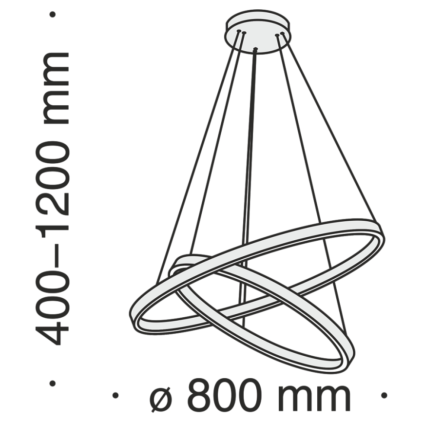Maytoni MOD058PL-L74B3K - Lampadario LED a sospensione con filo RIM LED/88W/230V 3000K diametro 80 cm nero