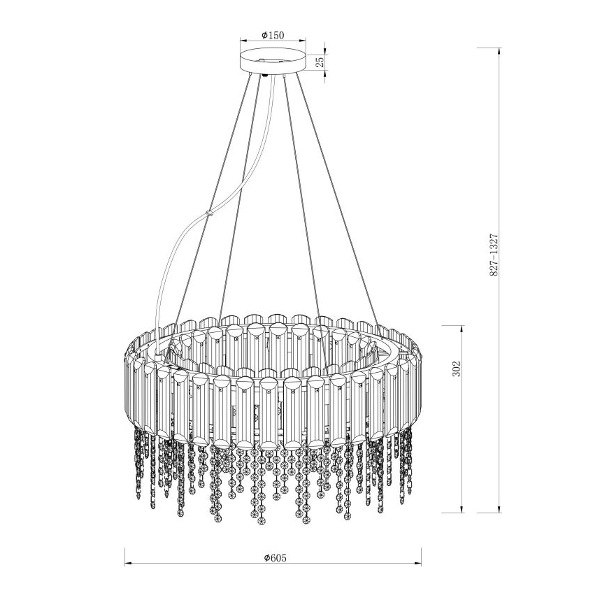 Maytoni MOD097PL-08CH - Lampadario a sospensione con filo HAIL 8xE14/40W/230V diametro 60,5 cm cromo lucido