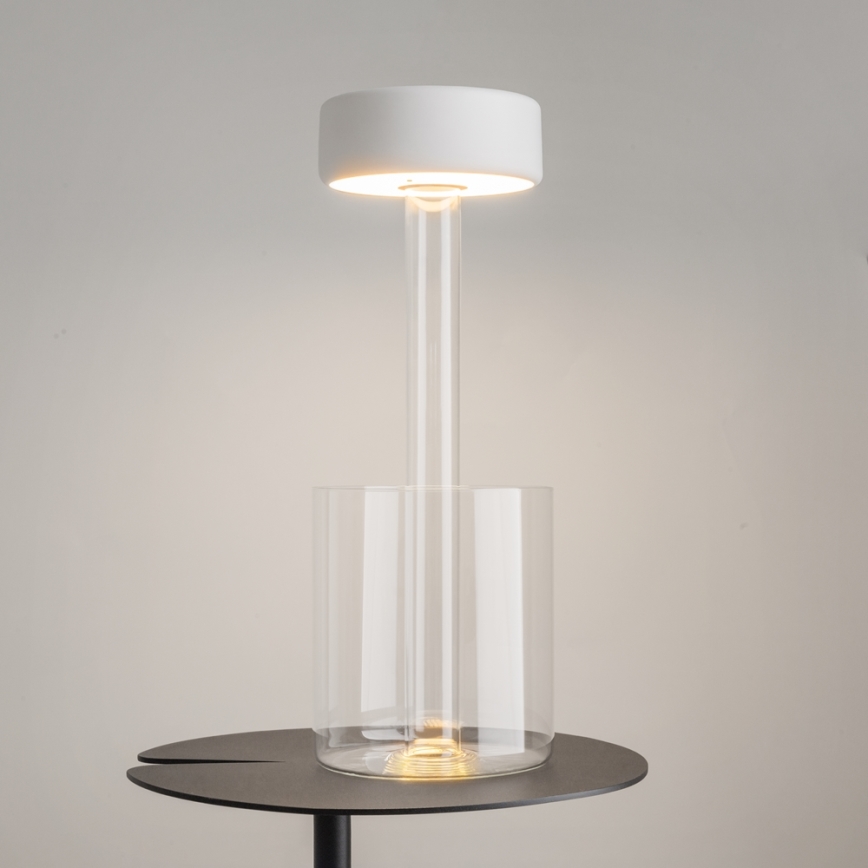 Maytoni MOD229TL-L3W3K1 - Lampada da tavolo portatile ricaricabile dimmerabile LED/3W/5V 2200-4000K 2000 mAh bianco/trasparente