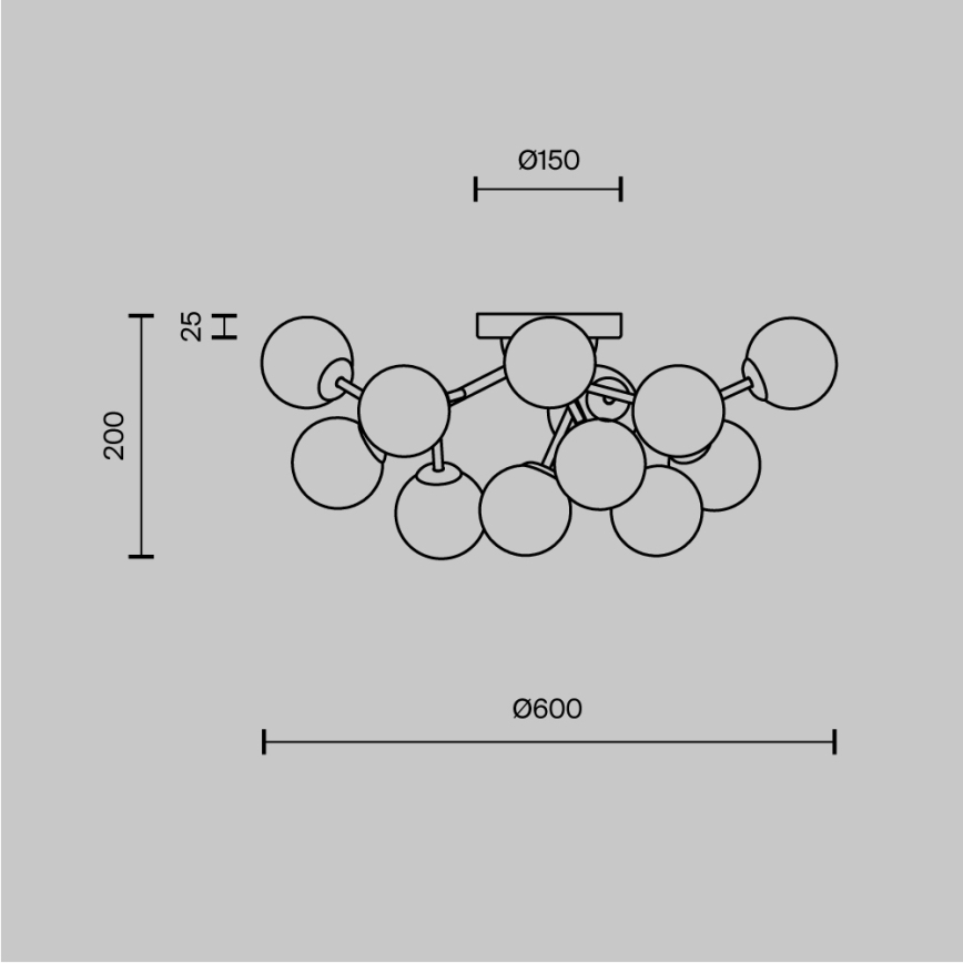 Maytoni MOD545CL-12B - Lampada da soffitto DALLAS 12xG9/28W/230V nero/vetro fumé