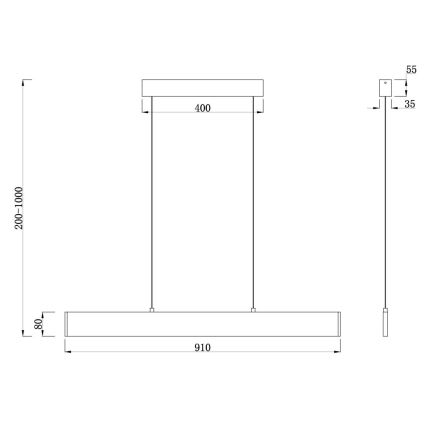 Maytoni P010PL-L23B4K - Lampadario LED a sospensione con filo STEP LED/23W/230V 4000K 91 cm nero