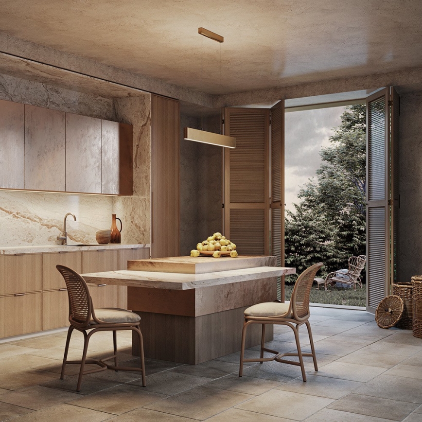 Maytoni P010PL-L23G3K - Lampadario LED a sospensione con filo STEP LED/23W/230V 3000K 91 cm oro