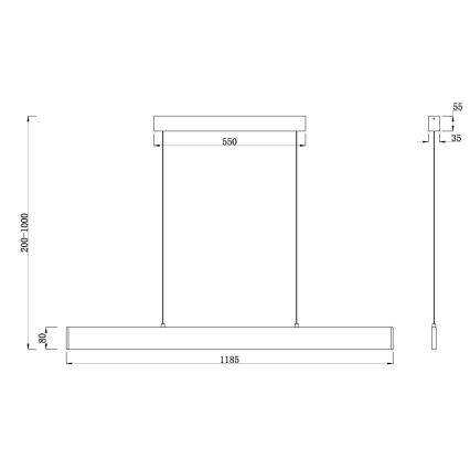 Maytoni P010PL-L30B4K - Lampadario LED a sospensione con filo STEP LED/30W/230V 4000K 118,5 cm nero