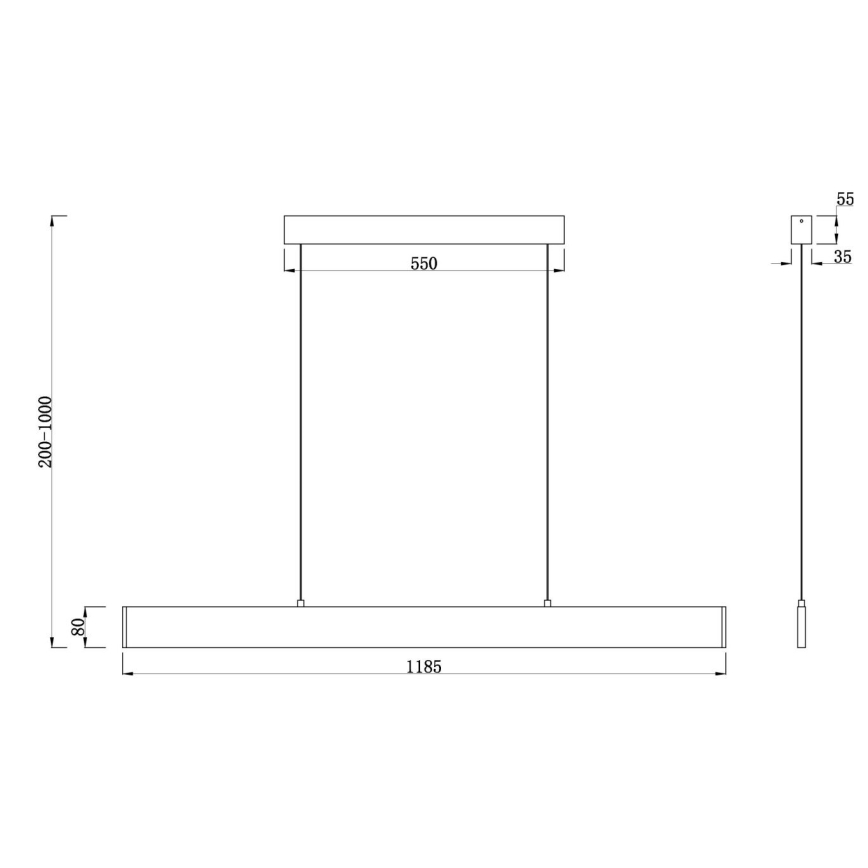 Maytoni P010PL-L30B4K - Lampadario LED a sospensione con filo STEP LED/30W/230V 4000K 118,5 cm nero