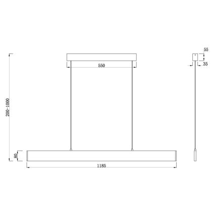 Maytoni P010PL-L30W4K - Lampadario LED a sospensione con filo STEP LED/30W/230V 4000K 118,5 cm bianco