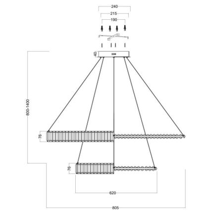 Maytoni P097PL-L90G4K - Lampadario LED a sospensione con filo KRONE LED/90W/230V CRI 90 diametro 80,5 cm oro