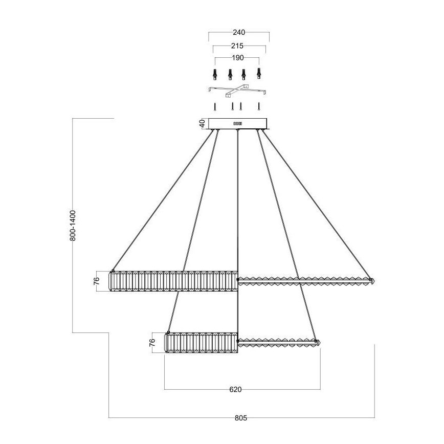 Maytoni P097PL-L90G4K - Lampadario LED a sospensione con filo KRONE LED/90W/230V CRI 90 diametro 80,5 cm oro