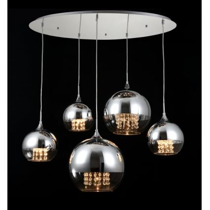 Maytoni P140-PL-170-5-N - Lampadario a sospensione con filo FERMI 5xE27/60W/230V cromo lucido