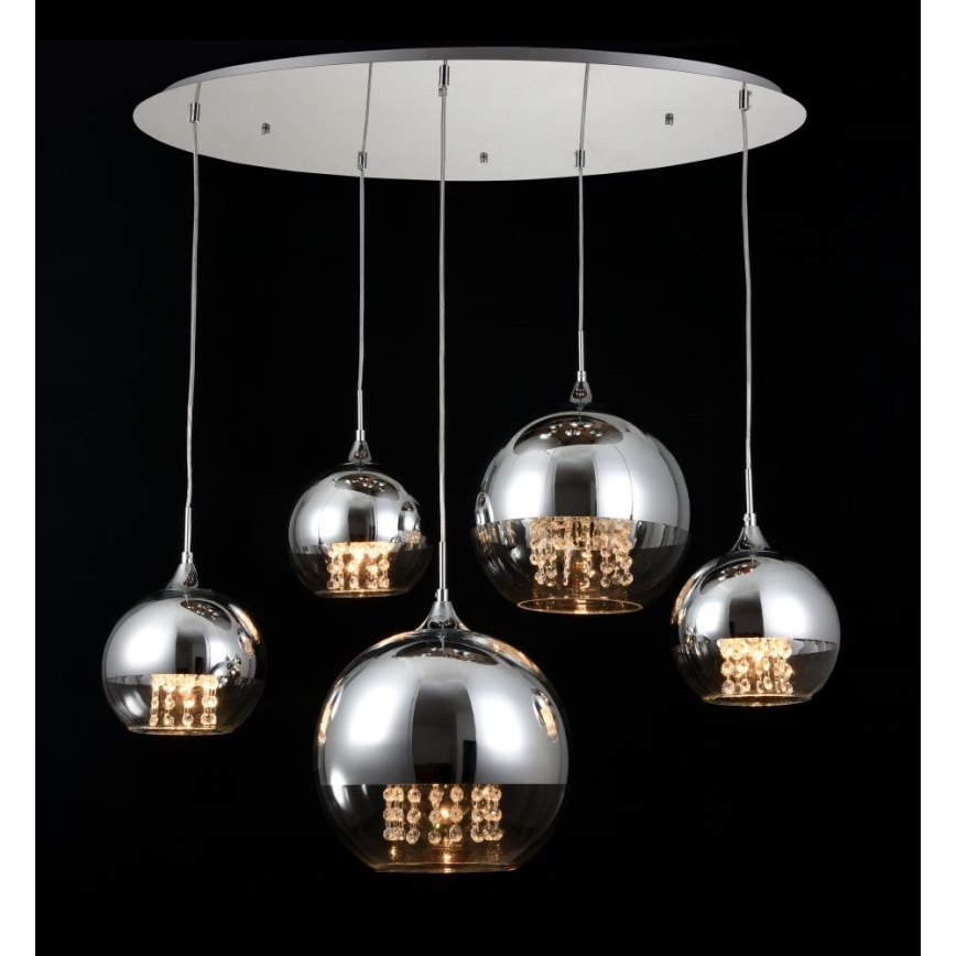 Maytoni P140-PL-170-5-N - Lampadario a sospensione con filo FERMI 5xE27/60W/230V cromo lucido