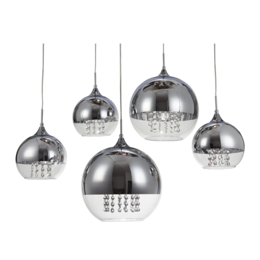 Maytoni P140-PL-170-5-N - Lampadario a sospensione con filo FERMI 5xE27/60W/230V cromo lucido