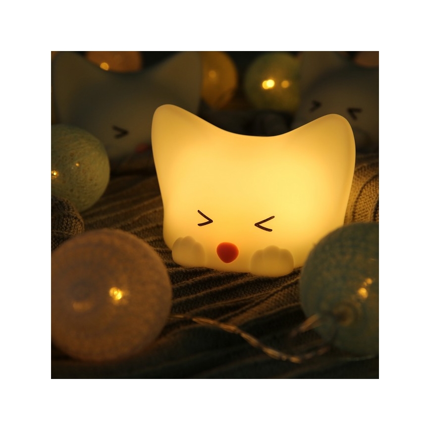 MegaLight - Lampada touch per bambini a LED RGB dimmerabile e ricaricabile CATTY CAT LED/5V