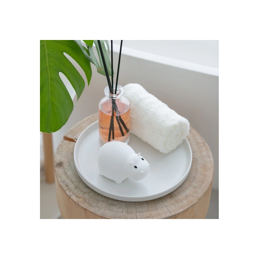 MegaLight - LED RGB Ricaricabile per bambini touch lampada per vasca da bagno SWIMMY HIPPO LED/5V IP67