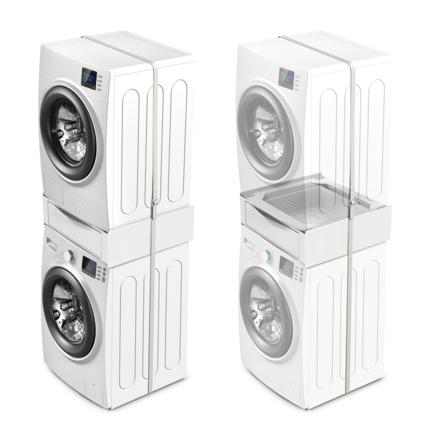 Meliconi 656112 - Base per lavatrice e asciugatrice con cassetto estraibile da 28 l, bianca