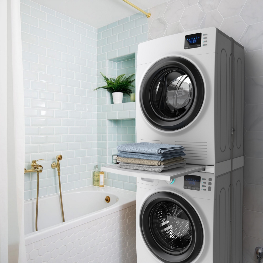 Meliconi 656113 - Piedistallo per lavatrice e asciugatrice con cassetto estraibile 70 cm, bianco