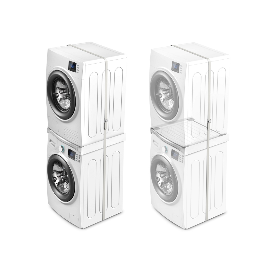 Meliconi 656113 - Piedistallo per lavatrice e asciugatrice con cassetto estraibile 70 cm, bianco