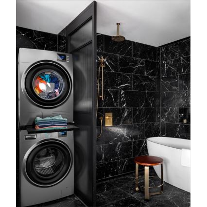 Meliconi 656136 - Base di sollevamento per lavatrice e asciugatrice con cassetto estraibile, 60 cm, nero