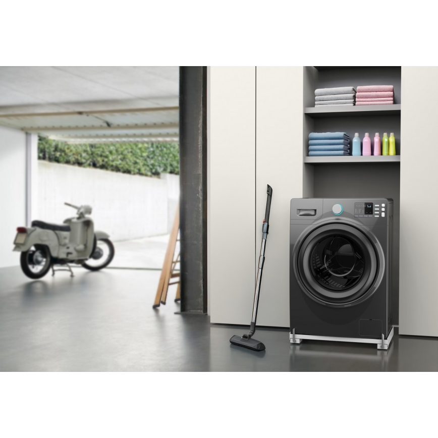 Meliconi 656149 - Base antivibrazione per lavatrice con ruote estraibili 47 cm bianca