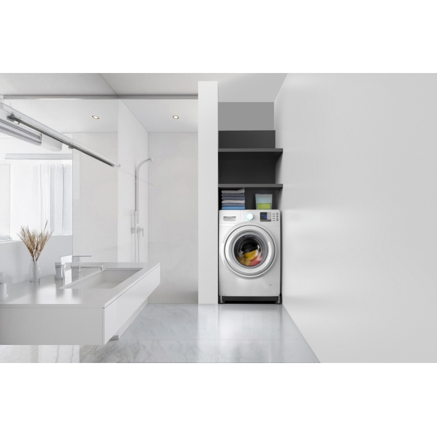 Meliconi 656168 - Base antivibrazione per lavatrice con rotelle estraibili, 47 cm, nero