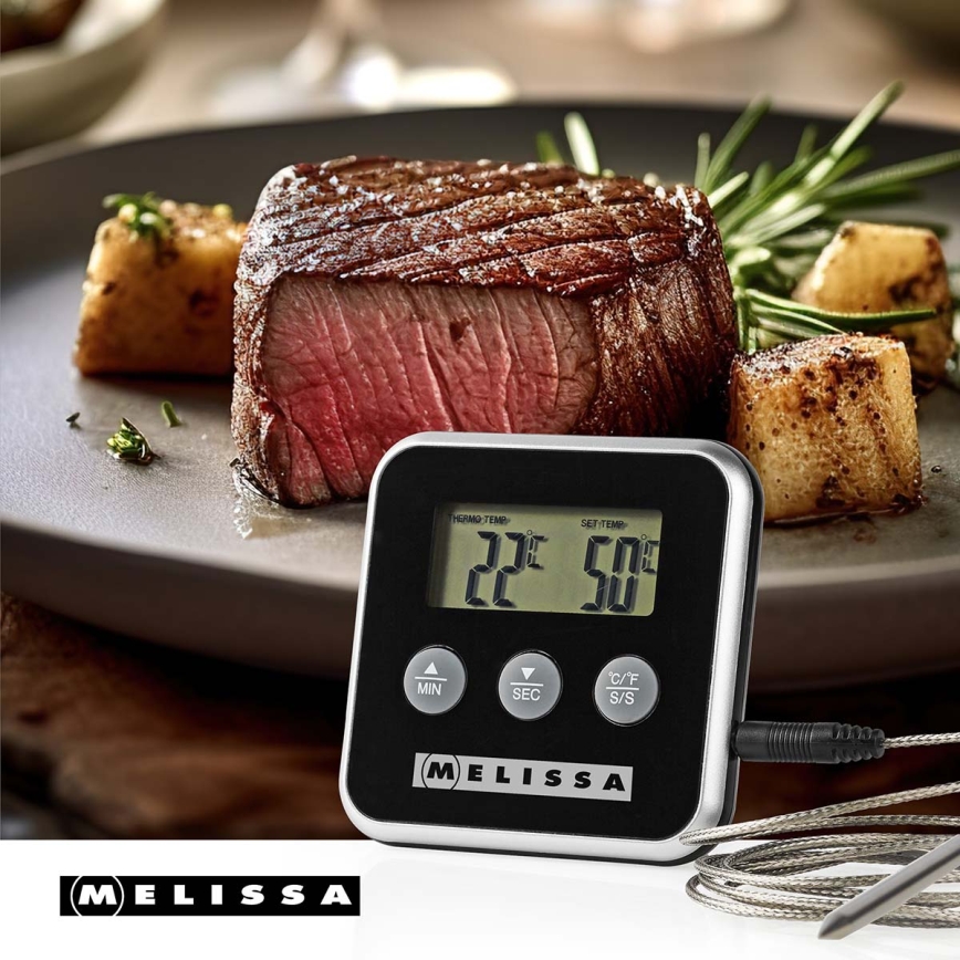 Melissa - Termometro per carne con display digitale e timer 0-250 °C 1xAAA