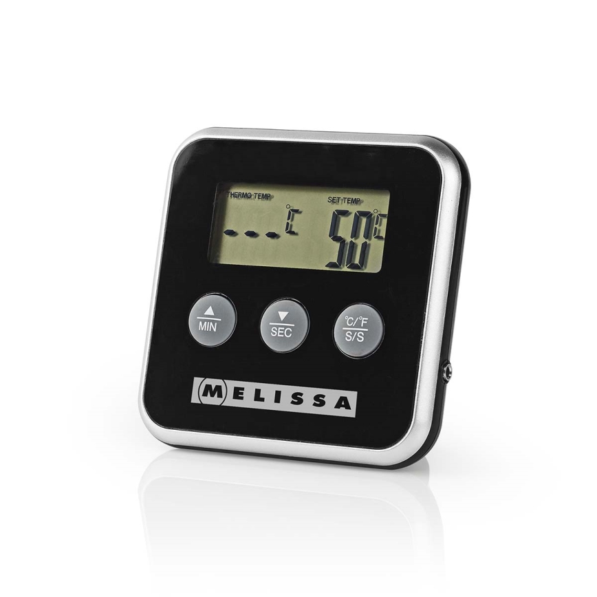 Melissa - Termometro per carne con display digitale e timer 0-250 °C 1xAAA