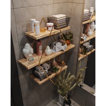 Mensola 70x60 cm oro/marrone